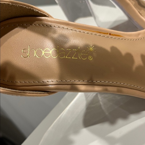 Shoe Dazzle Tan Crystal Embellished Wedges - Picture 3 of 6